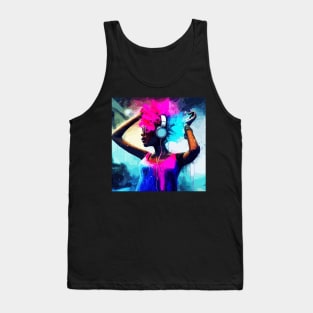 DJ afro woman in pink hairs Tank Top